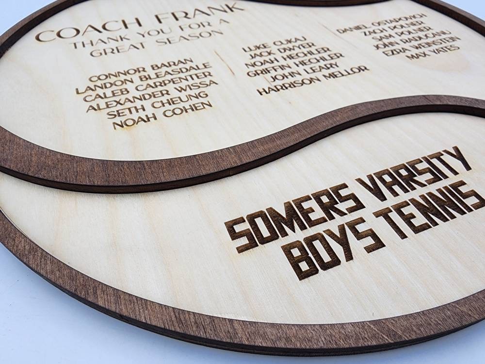 Tennis Coach Plaque, Thank You Tennis Coach Gift, Wood plaque senior gift 2025 2026 Custom Tennis Team Memento, Personalized 