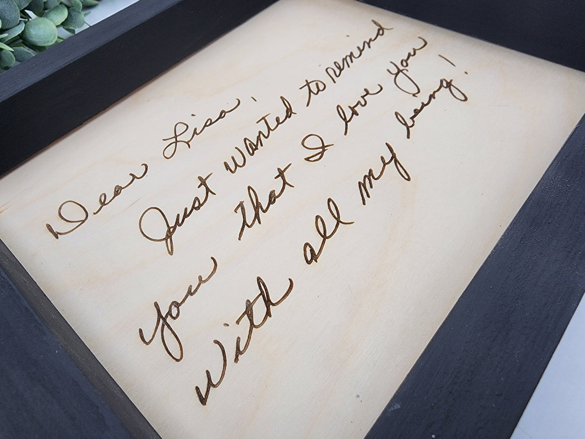 Custom Handwriting Keepsake | Personalized Engraved Handwritten Letter | Memorial, Love Letter & Recipe Gift | Custom Wood Pl