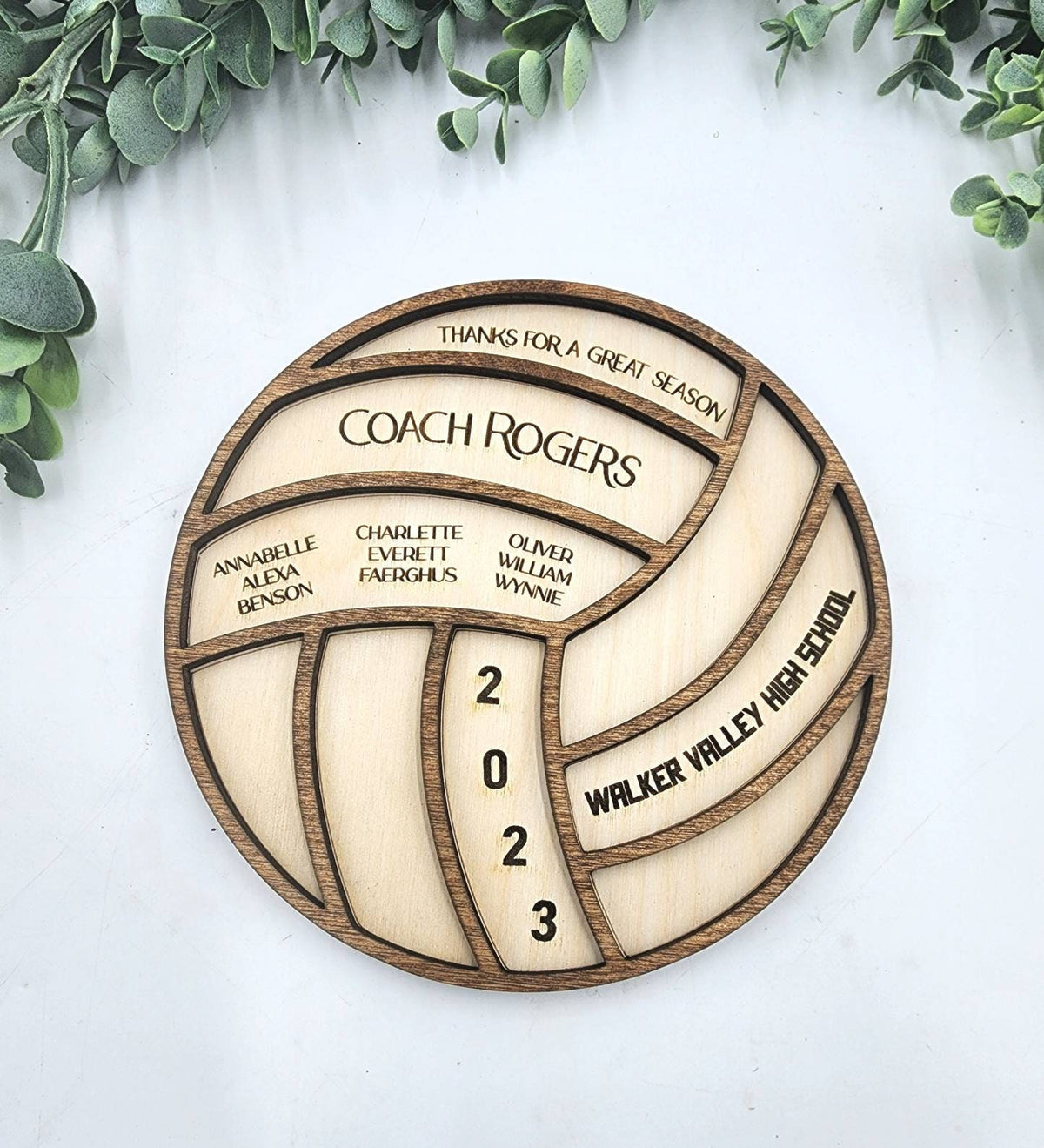 Personalized Volleyball Coach Gift Plaque, Engraved Wood Volleyball Decor Gift for Coach