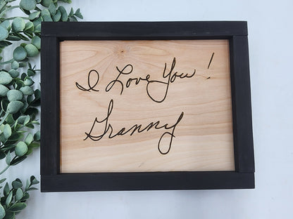 Personalized Handwriting Sign, Handwritten Engraved letter, Custom Valentine's Day Gift, Framed Hand Drawing