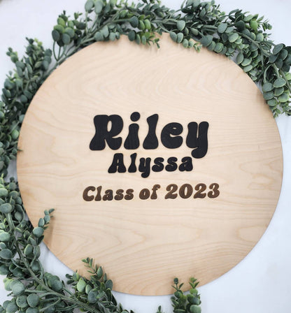 Personalized Graduation Guest Book Alternative | Maple Wood Sign, Class of 2026