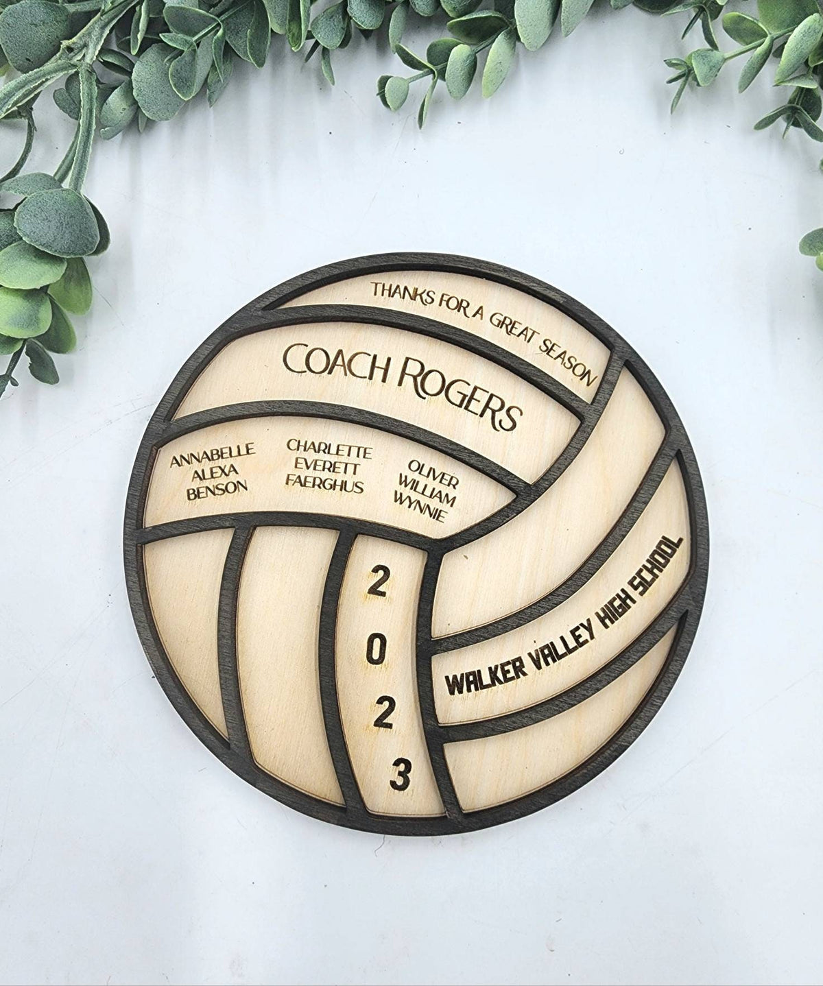 Personalized Volleyball Coach Gift Plaque, Engraved Wood Volleyball Decor Gift for Coach