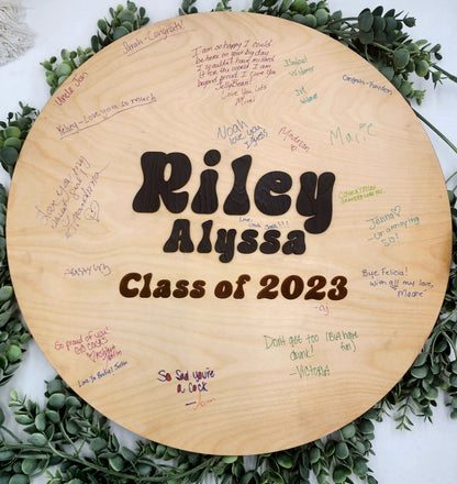 Personalized Graduation Guest Book Alternative | Maple Wood Sign, Class of 2026