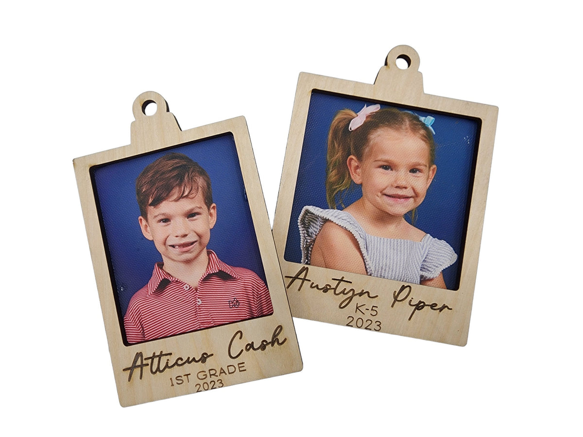 School Picture Ornament, 2025 School year Grade ornament Canvas Picture in Frame, Christmas Picture keepsake ornament
