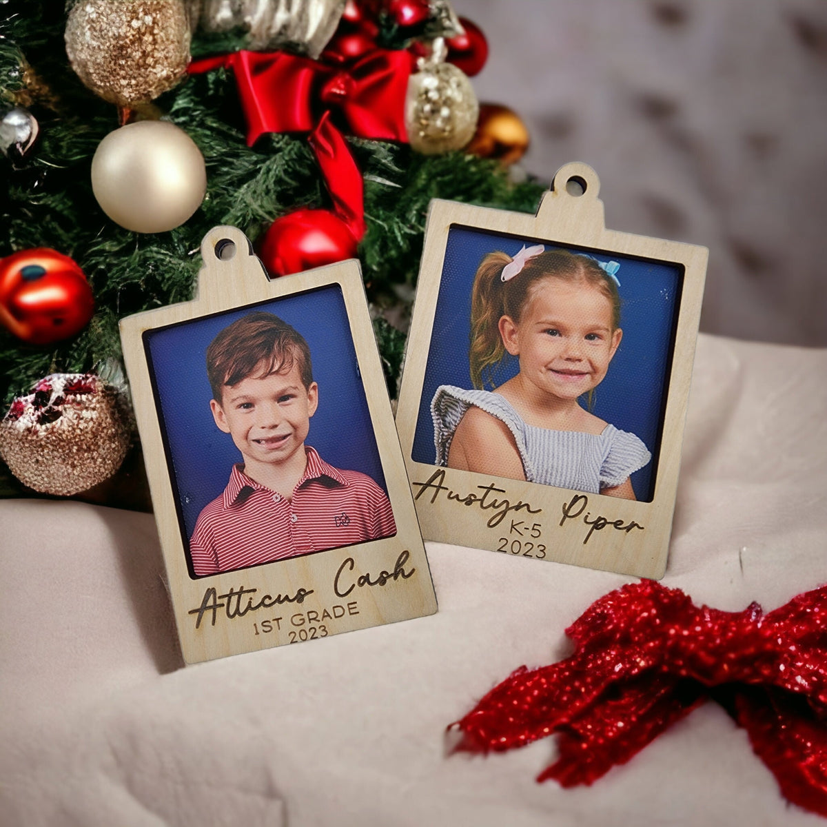School Picture Ornament, 2025 School year Grade ornament Canvas Picture in Frame, Christmas Picture keepsake ornament