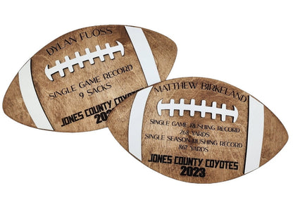 Personalized Football Player Senior Night Gift Team Plaque, Players Statistics, Customizable Football Award Wood Football 202