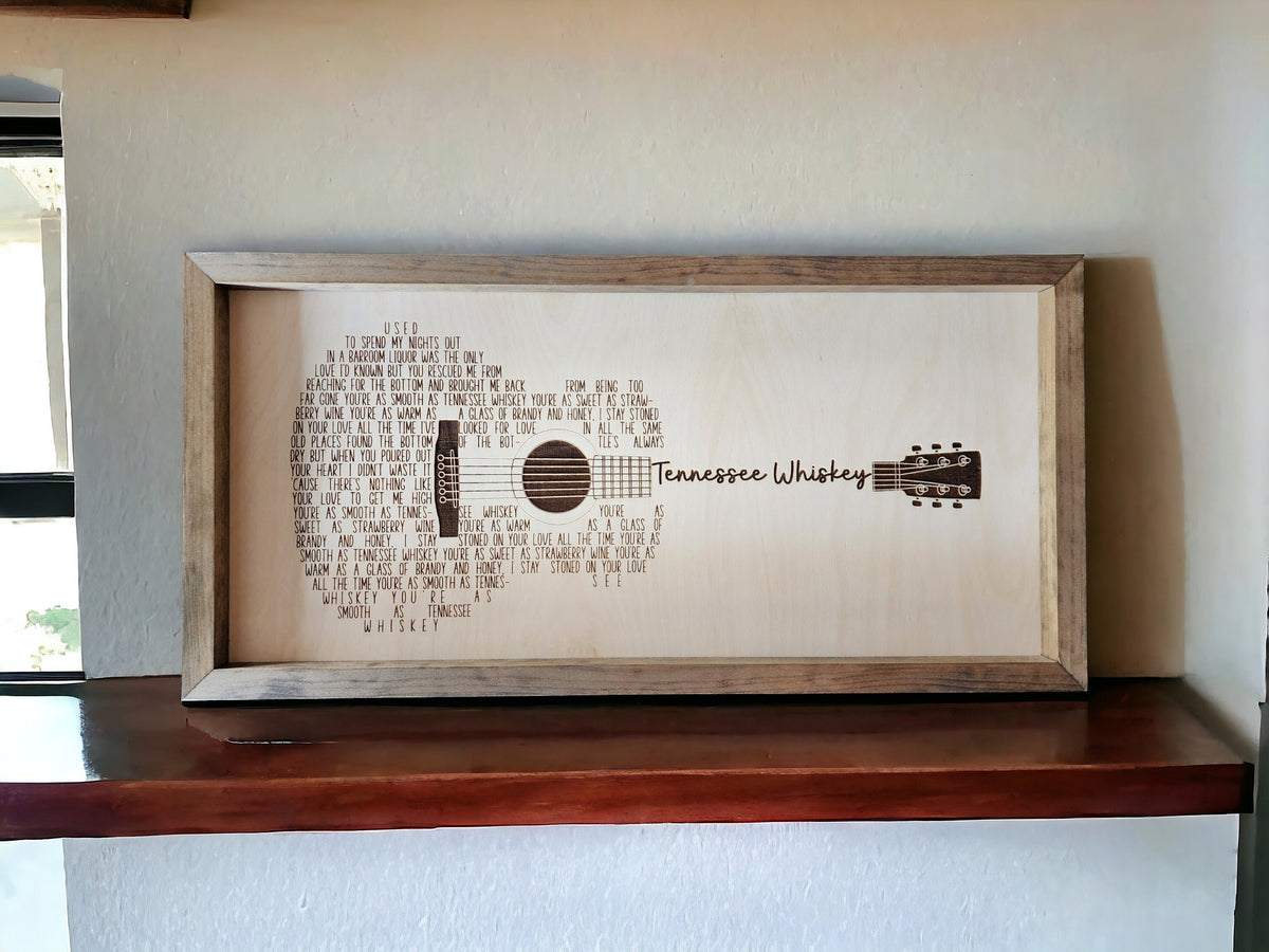 Custom Song Lyrics Guitar Sign • Laser Engraved Wood Wall Art • Personalized Music Gift • Anniversary • Wedding Gift • Handma