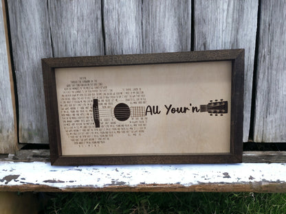 Custom Song Lyrics Guitar Sign • Laser Engraved Wood Wall Art • Personalized Music Gift • Anniversary • Wedding Gift • Handma