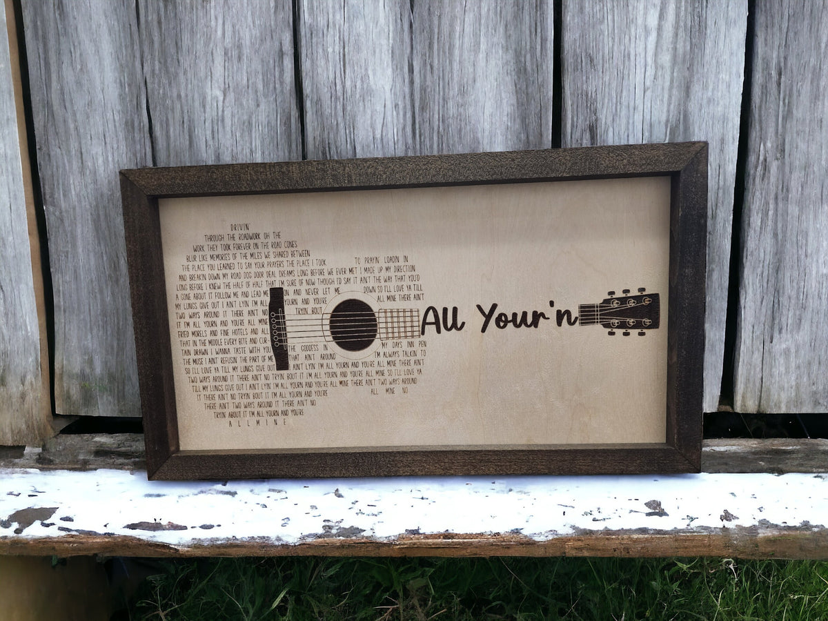 Engraved Guitar Song lyrics, Custom Song Lyric Music Wall Decor, First Dance Wedding Anniversary Gift Memento, Guitar, Father