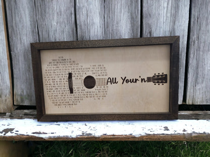 Engraved Guitar Song lyrics, Custom Song Lyric Music Wall Decor, First Dance Wedding Anniversary Gift Memento, Guitar, Father