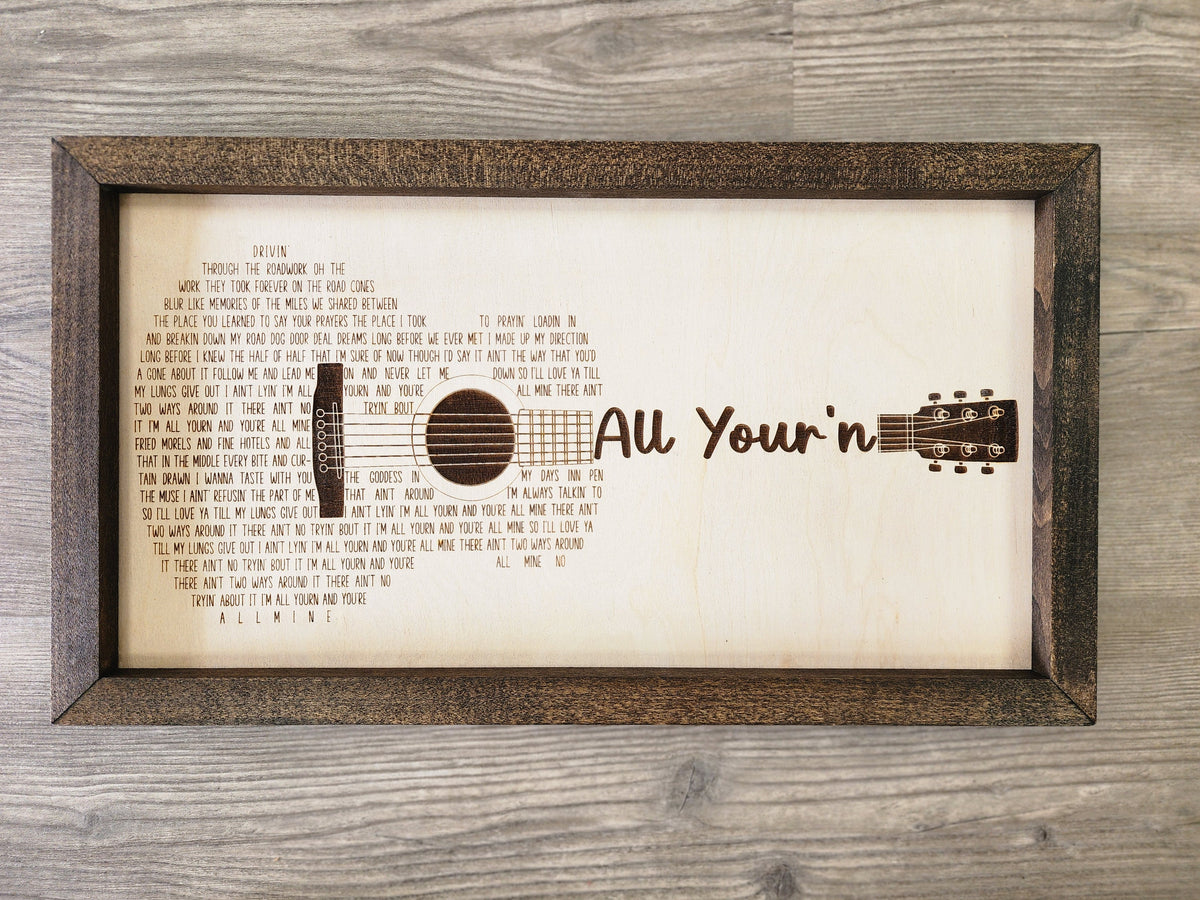 Custom Song Lyrics Guitar Sign • Laser Engraved Wood Wall Art • Personalized Music Gift • Anniversary • Wedding Gift • Handma