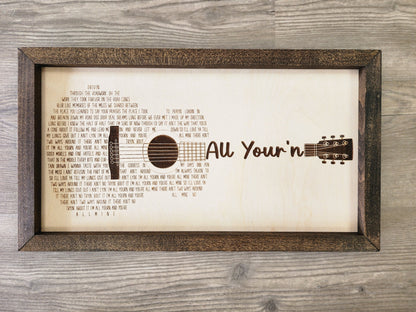 Custom Song Lyrics Guitar Sign • Laser Engraved Wood Wall Art • Personalized Music Gift • Anniversary • Wedding Gift • Handma