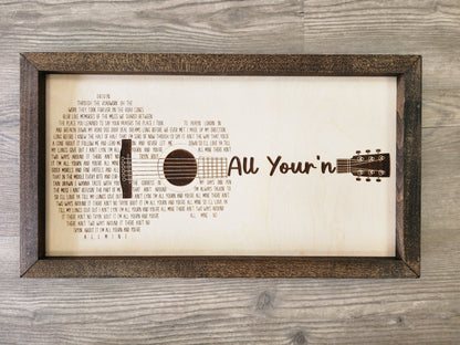 Engraved Guitar Song lyrics, Custom Song Lyric Music Wall Decor, First Dance Wedding Anniversary Gift Memento, Guitar, Father