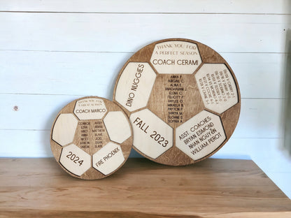 Personalized Soccer Coach's Plaque, Thanks For A Great Season Coach, Custom Engraved Wood Soccer