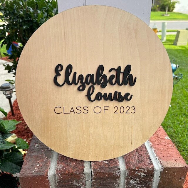 Personalized Graduation Guest Book Alternative | Maple Wood Sign, Class of 2026