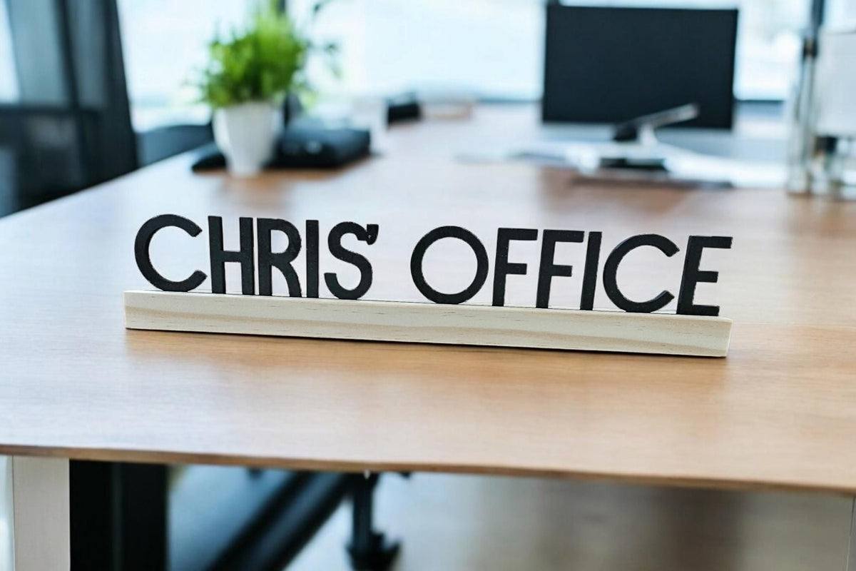 Personalized Desk Name Sign, Custom Wood Letter Ledge, Office Decor