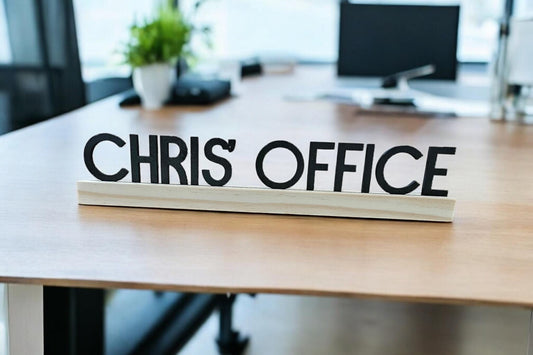 Personalized Desk Name Sign, Custom Wood Letter Ledge, Office Decor