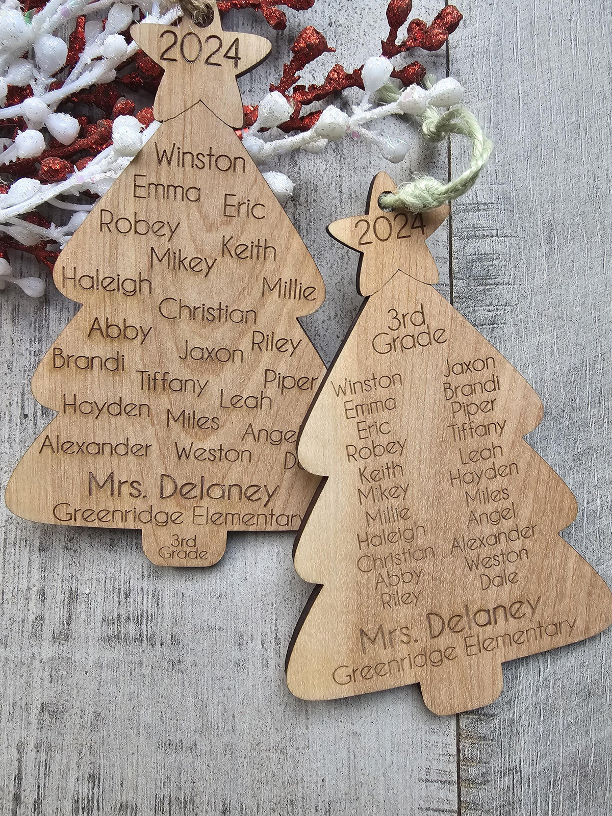 Class Ornament, Custom Engraved Christmas Tree Ornament with Class Roster, Personalized teacher gift, Class Gift, Teacher Orn