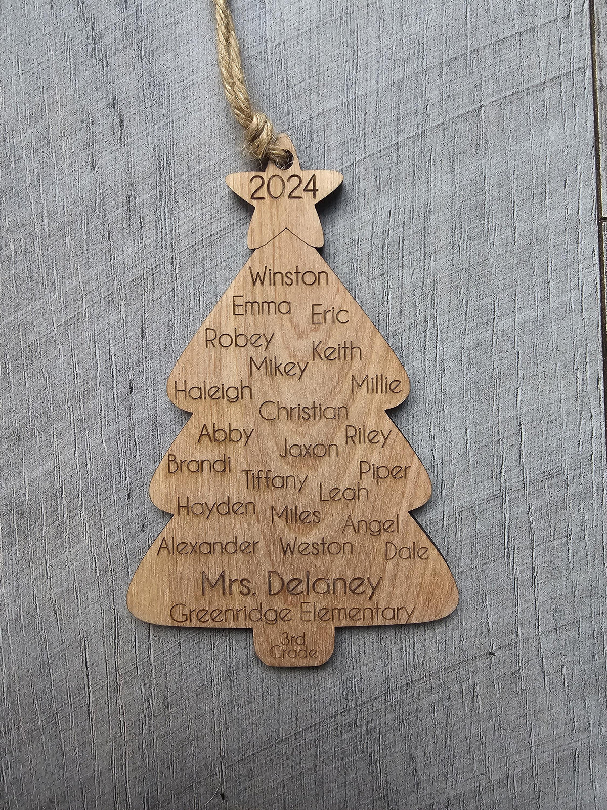 Class Ornament, Custom Engraved Christmas Tree Ornament with Class Roster, Personalized teacher gift, Class Gift, Teacher Orn