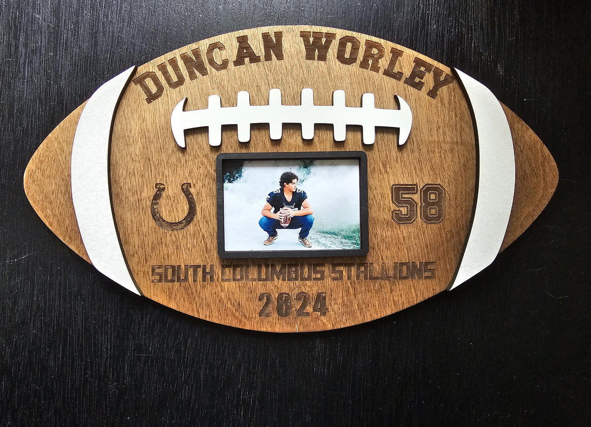 Personalized Football Player Plaque with Photo Graduation 2027 Senior night Gift Customizable Football Award Wood Football Ke