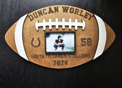 Personalized Football Player Plaque with Photo Graduation 2027 Senior night Gift Customizable Football Award Wood Football Ke