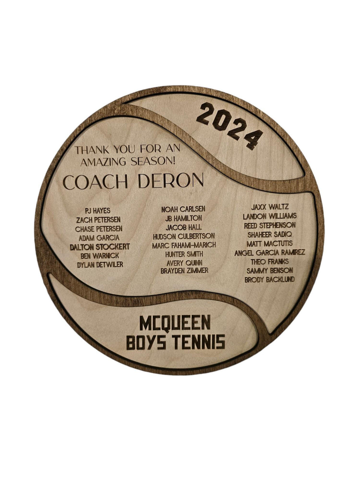 Tennis Coach Plaque, Thank You Tennis Coach Gift, Wood plaque senior gift 2025 2026 Custom Tennis Team Memento, Personalized 