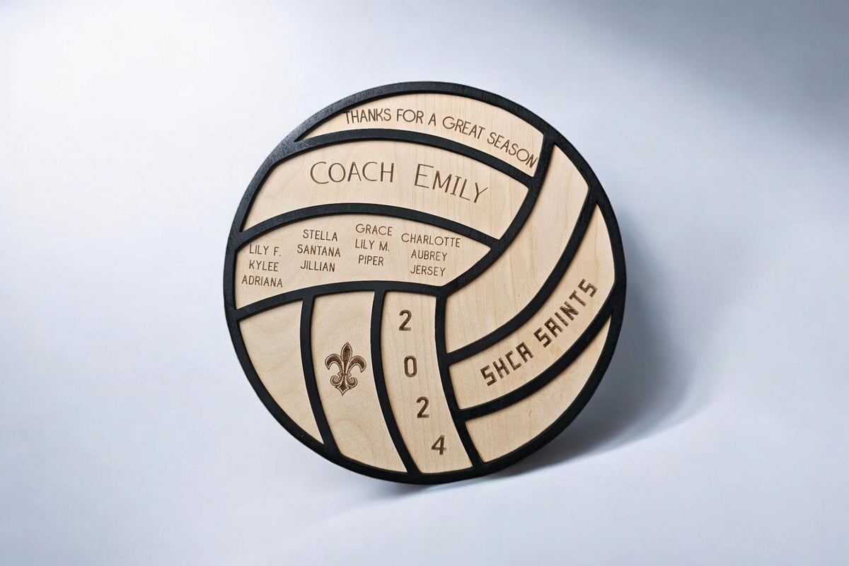Personalized Volleyball Coach Gift Plaque, Engraved Wood Volleyball Decor Gift for Coach
