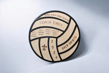 Personalized Volleyball Coach Gift Plaque, Engraved Wood Volleyball Decor Gift for Coach