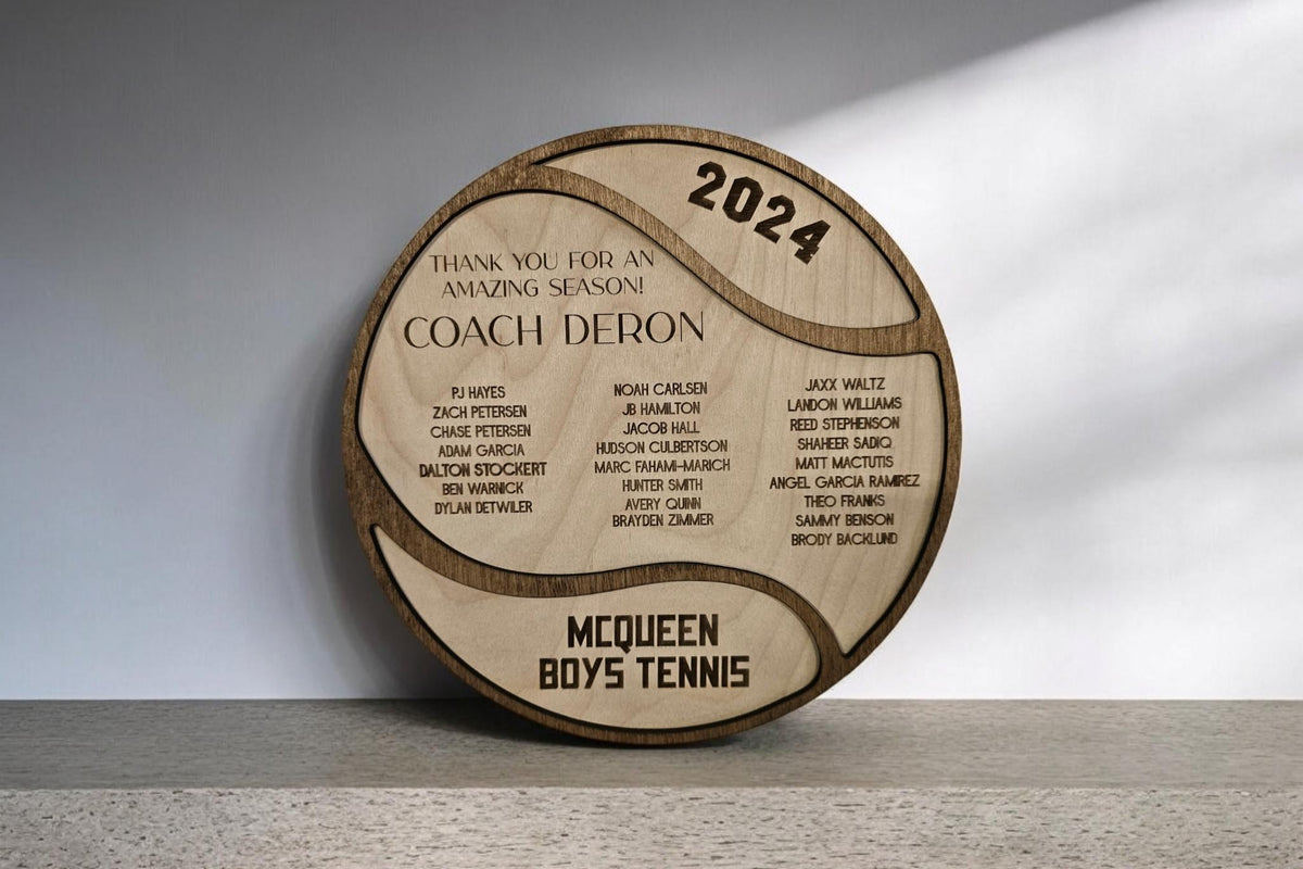 Tennis Coach Plaque, Thank You Tennis Coach Gift, Wood plaque senior gift 2025 2026 Custom Tennis Team Memento, Personalized 