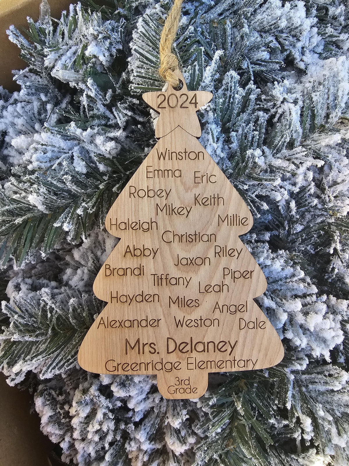 Class Ornament, Custom Engraved Christmas Tree Ornament with Class Roster, Personalized teacher gift, Class Gift, Teacher Orn