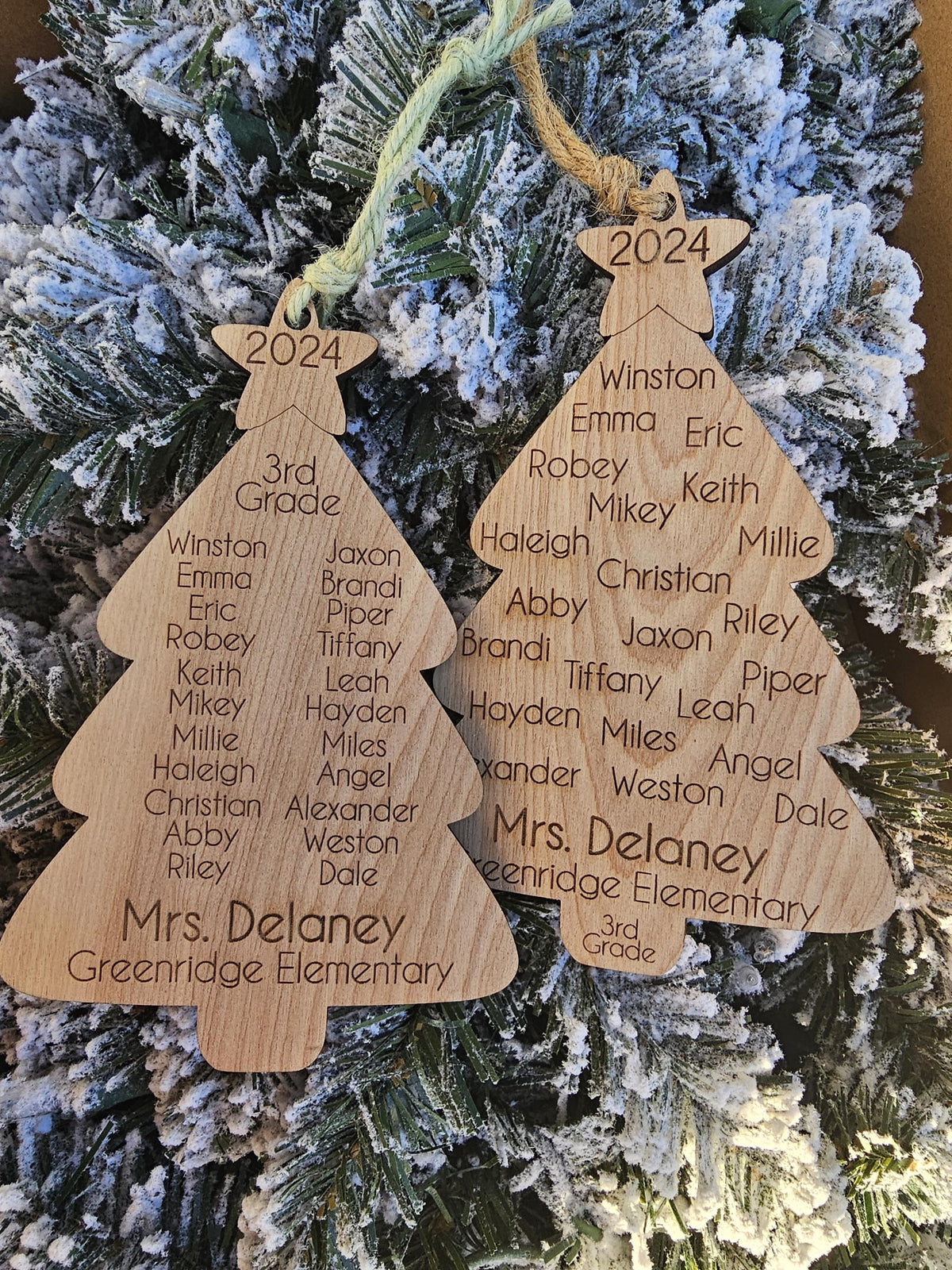 Class Ornament, Custom Engraved Christmas Tree Ornament with Class Roster, Personalized teacher gift, Class Gift, Teacher Orn