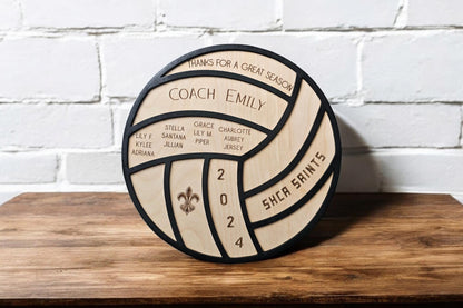 Personalized Volleyball Coach Gift Plaque, Engraved Wood Volleyball Decor Gift for Coach