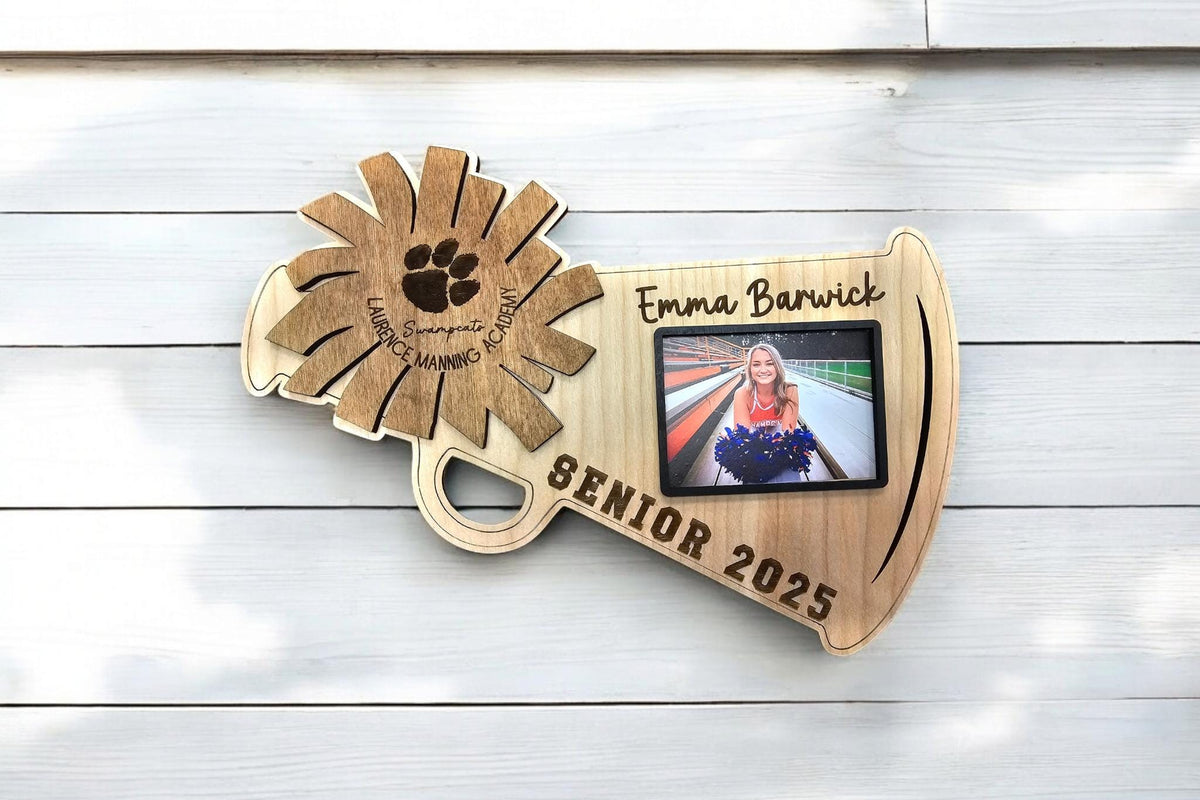 Cheer Coach Gift, Personalized Cheer Megaphone Photo Plaque, Thank You Coach, Senior Night Cheer Gift 2026