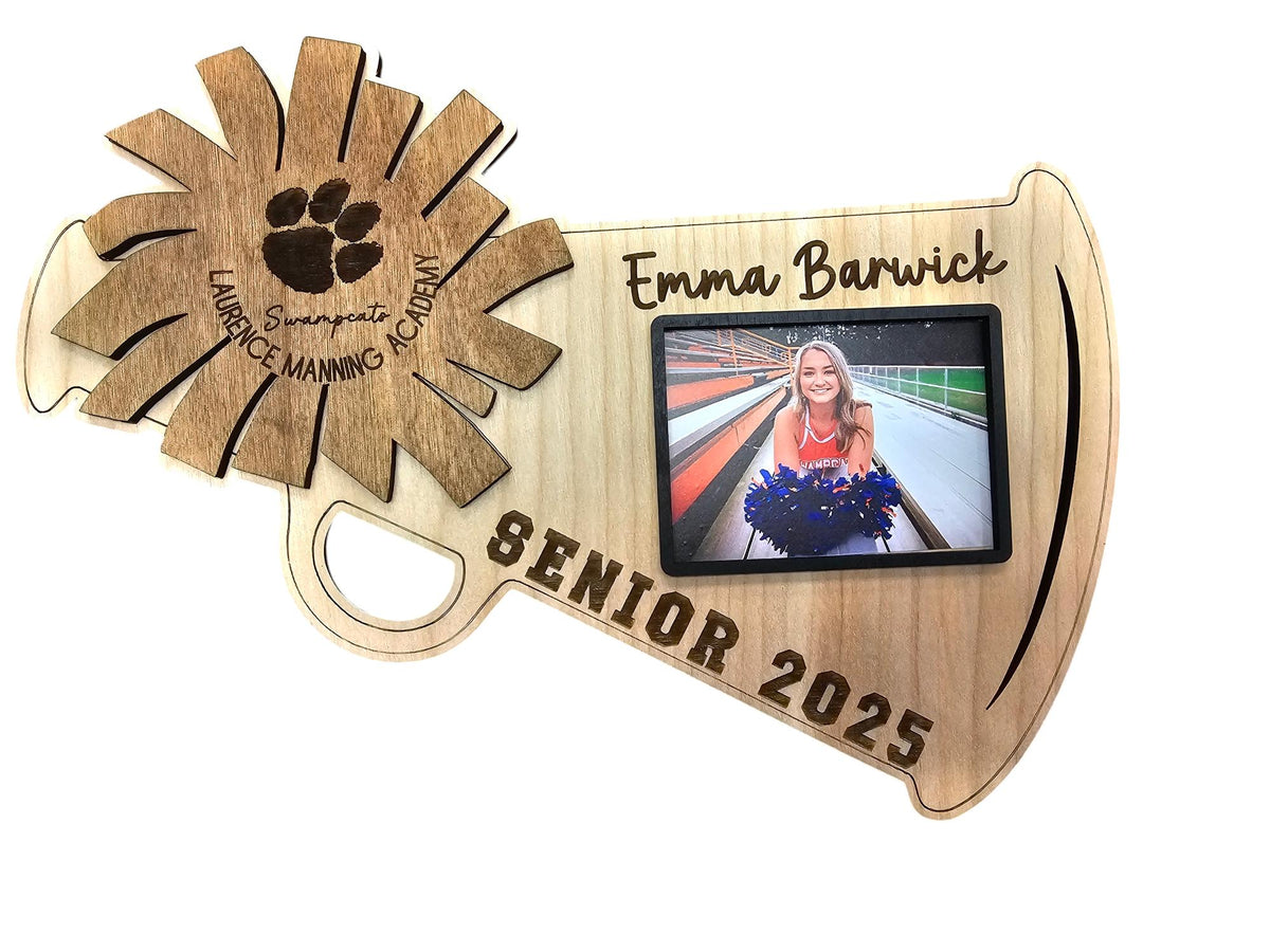 Cheer Coach Gift, Personalized Cheer Megaphone Photo Plaque, Thank You Coach, Senior Night Cheer Gift 2026
