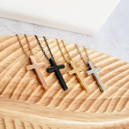 Engraved Cross Necklace "Be Still and Know" Engraved Jewelry, Engraved Valentine Gift – Customizable Message
