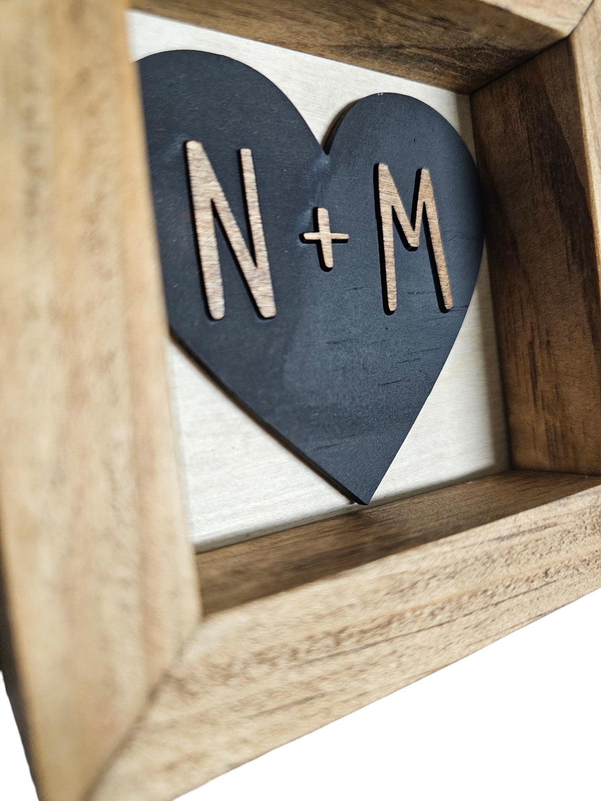 Personalized Initial Heart Farmhouse Mini Frame - Handmade 3D Wooden Heart with Custom Initials -  Valentine’s Day Decor Anni