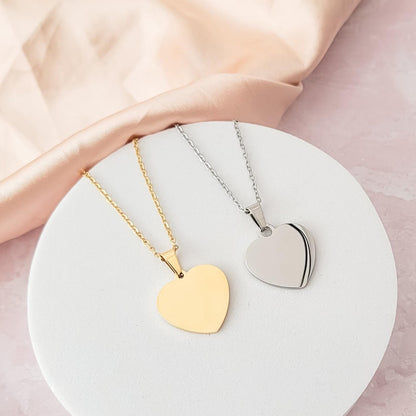 Personalized Stainless-Steel Heart-Shaped Necklace with Your Handwritten Words, Sentimental Custom Engraved Jewelry, Engraved