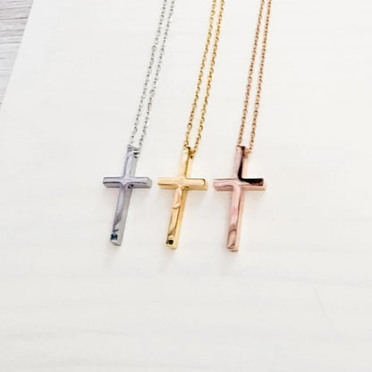 Engraved Cross Necklace "Be Still and Know" Engraved Jewelry, Engraved Valentine Gift – Customizable Message