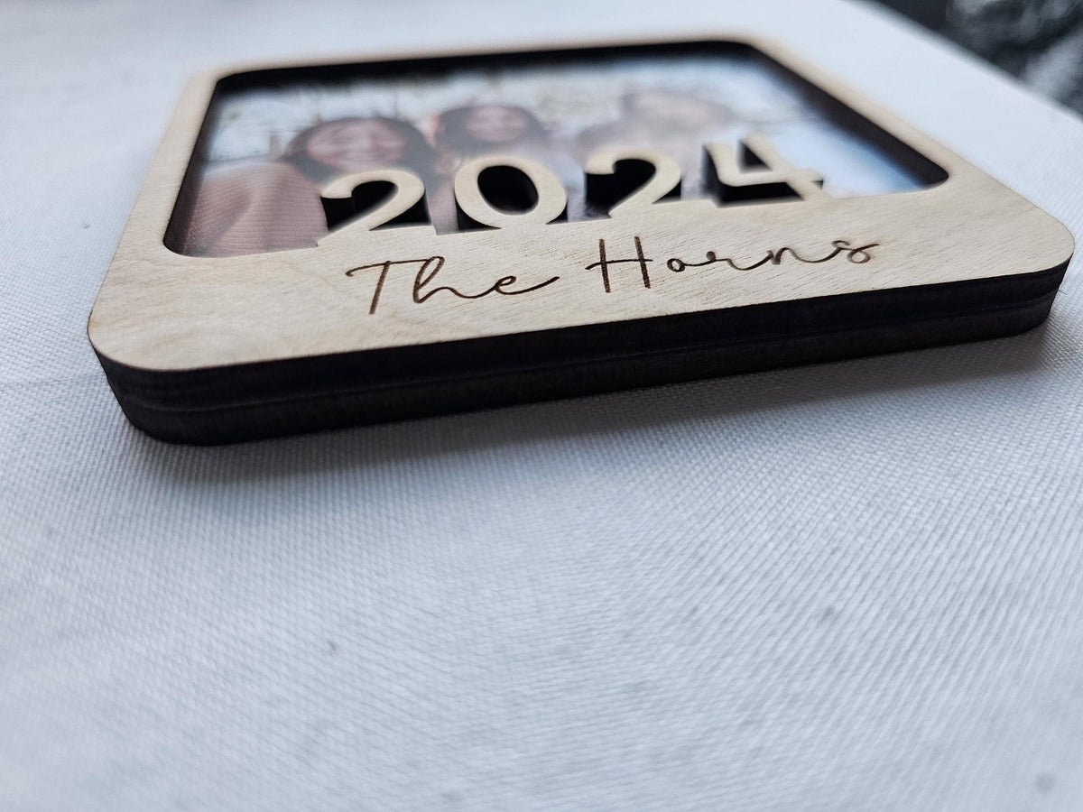 Personalized Photo Magnet, Custom Picture Magnet,  Engraved 3D Wood Magnet, Mini Picture Frame