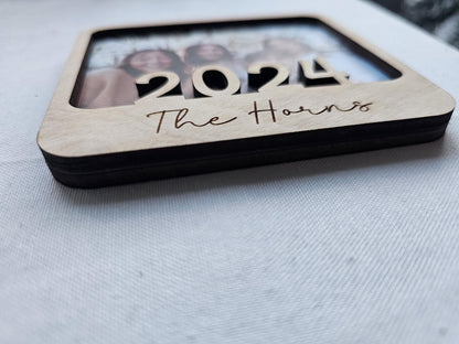 Personalized Photo Magnet, Custom Picture Magnet,  Engraved 3D Wood Magnet, Mini Picture Frame