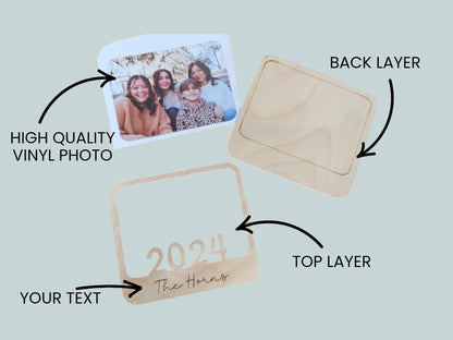 Personalized Photo Magnet, Custom Picture Magnet,  Engraved 3D Wood Magnet, Mini Picture Frame