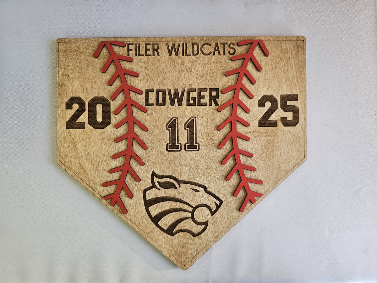 Personalized Baseball Plaque, Engraved Home Plate Wood Award