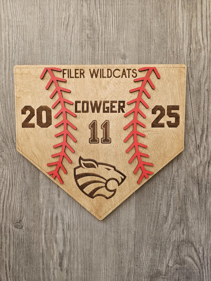 Personalized Baseball Plaque, Engraved Home Plate Wood Award