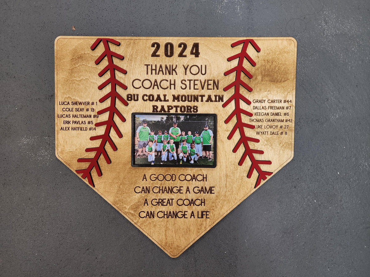 Customized Baseball Plaque Frame, Thank You Coach Gift 2026, Team picture frame, End of Season Coach Gift