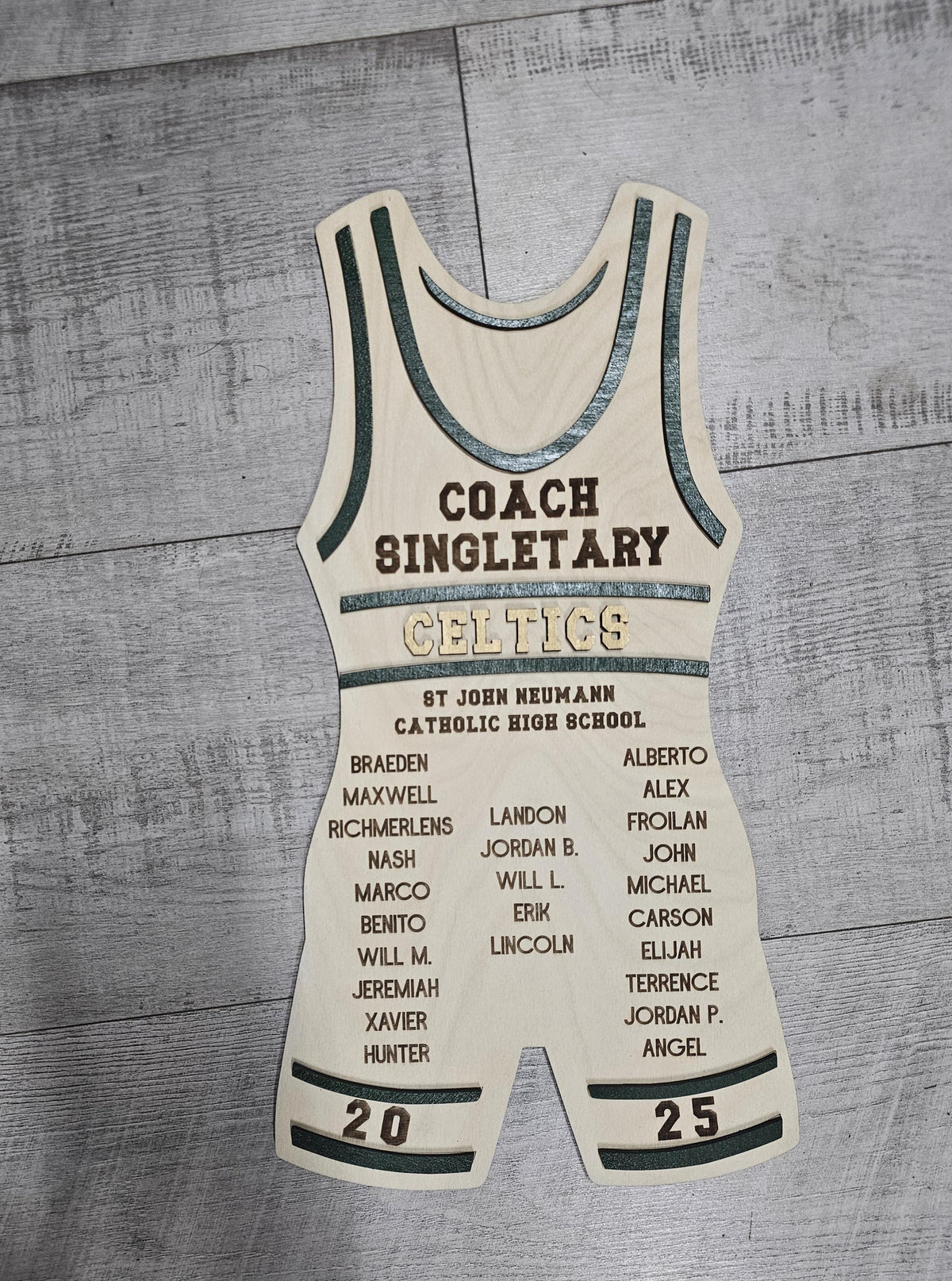 Personalized Wrestling Coach Plaque | Custom Singlet Wood Sign | Wrestling Team Gift | Coach Appreciation Plaque | Senior Nig