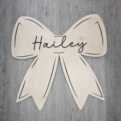 Personalized Bow Name Sign, Baby Girl Nursery Name Wooden Bow