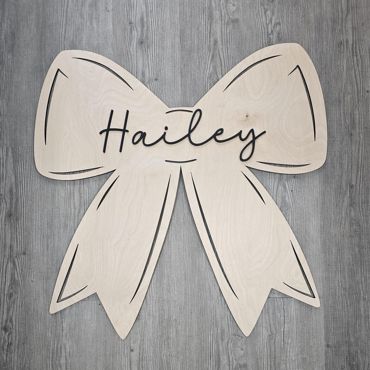 Personalized Nursery Name Sign: Layered 3D Wood Bow Decor