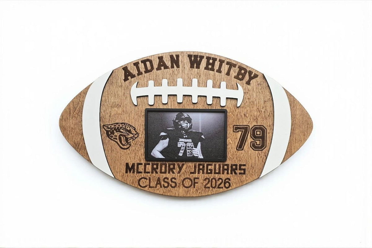 Personalized Football Player Plaque with Photo Graduation 2027 Senior night Gift Customizable Football Award Wood Football Ke