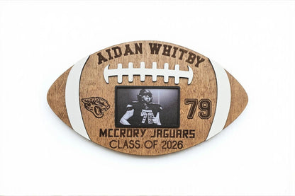 Personalized Football Player Plaque with Photo Graduation 2027 Senior night Gift Customizable Football Award Wood Football Ke