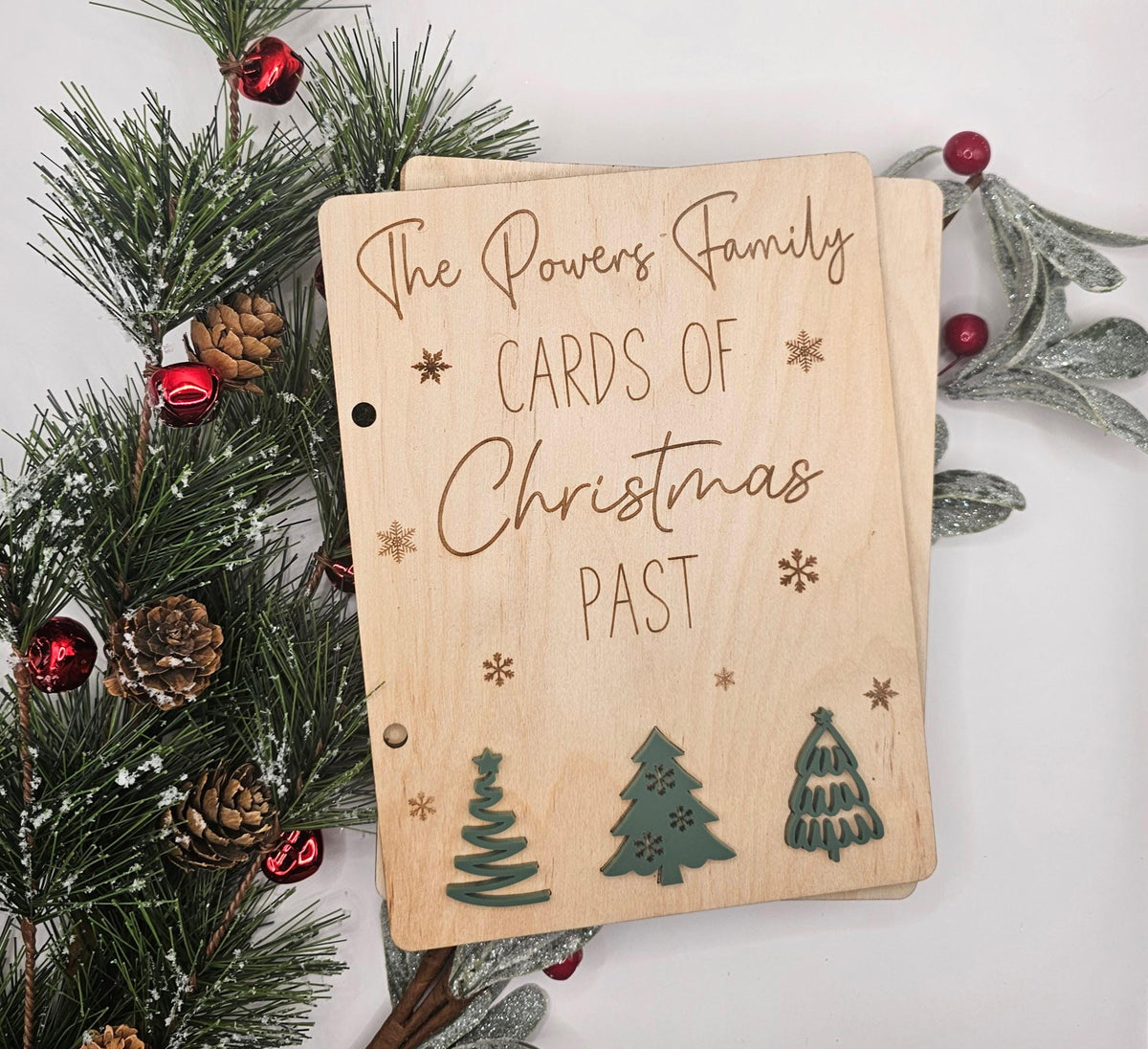 Personalized Engraved Christmas Card Holder, Cards of Christmas Past